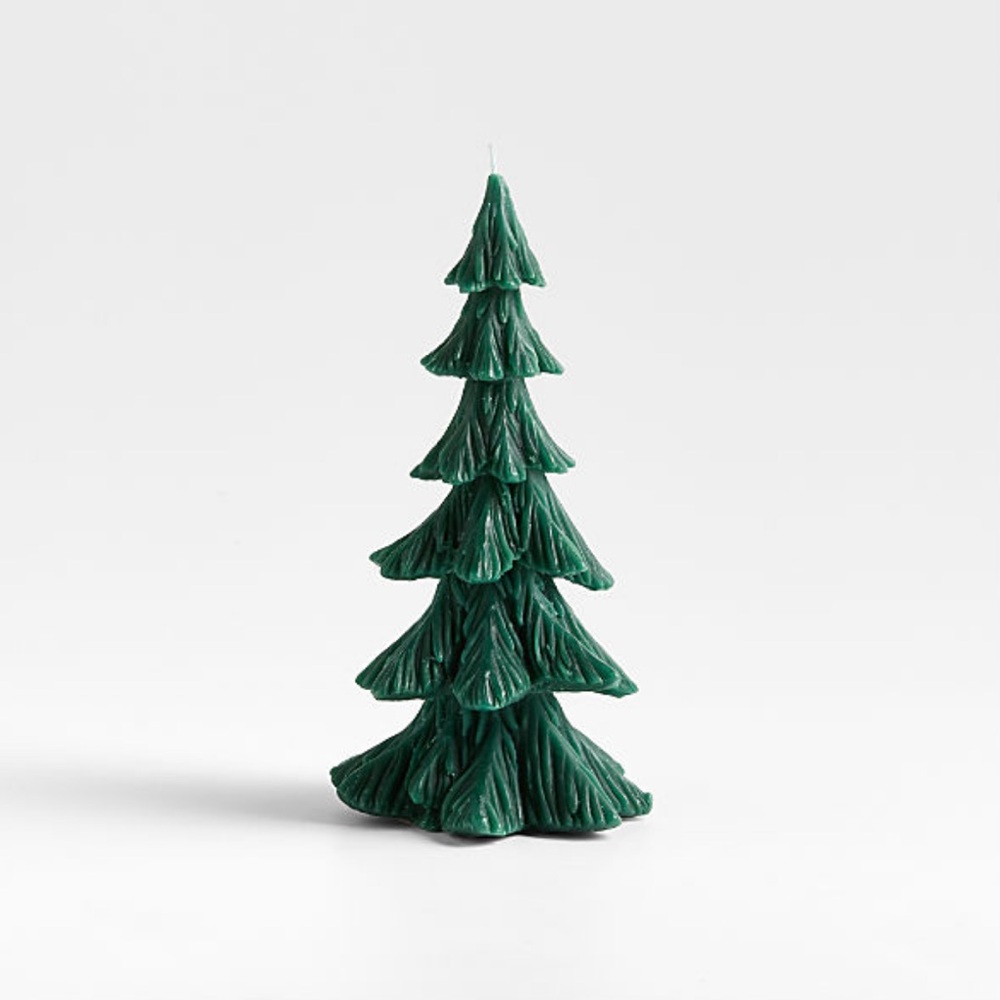 New! Crate&Barrel Mountain Pine Tree Candle Medium 10"